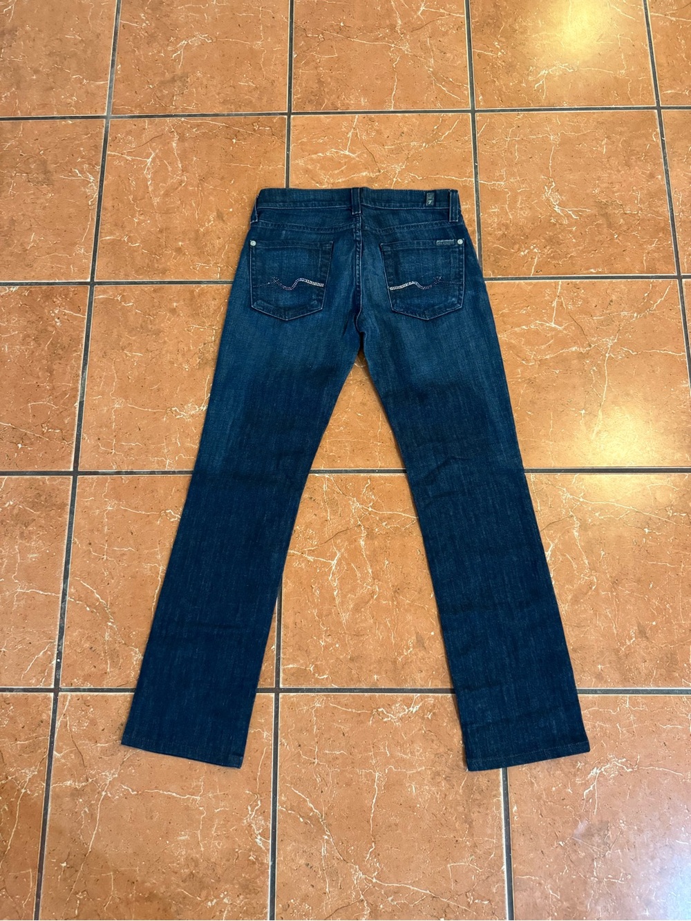 7 For All Mankind Straight Leg Jeans Women’s Size 25 Dark Wash Stretch Denim